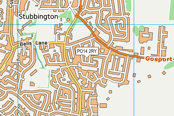 PO14 2RY map - OS VectorMap District (Ordnance Survey)