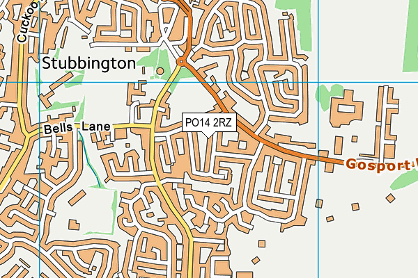 PO14 2RZ map - OS VectorMap District (Ordnance Survey)