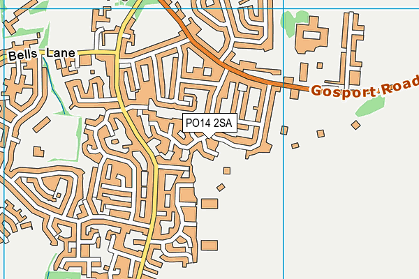 PO14 2SA map - OS VectorMap District (Ordnance Survey)