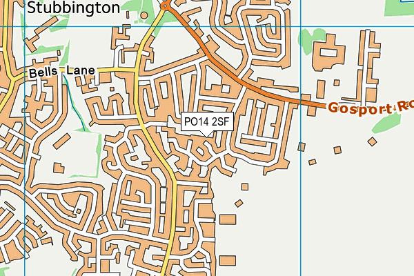 PO14 2SF map - OS VectorMap District (Ordnance Survey)