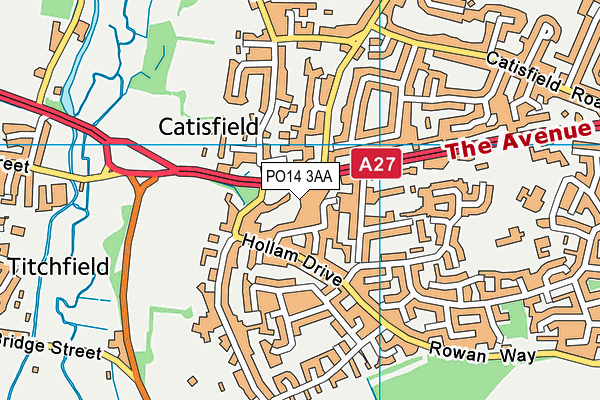 PO14 3AA map - OS VectorMap District (Ordnance Survey)