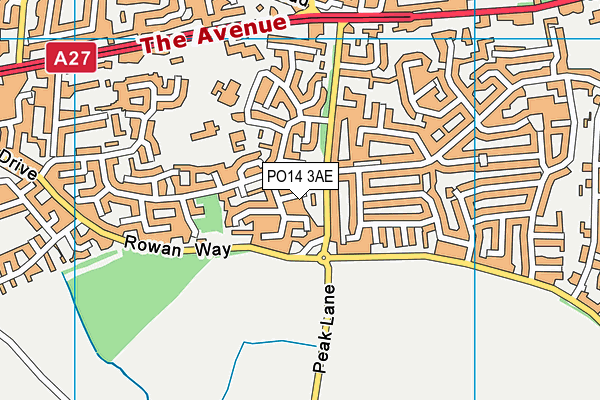 PO14 3AE map - OS VectorMap District (Ordnance Survey)