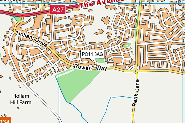 PO14 3AG map - OS VectorMap District (Ordnance Survey)