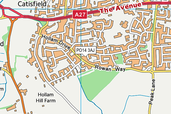 PO14 3AJ map - OS VectorMap District (Ordnance Survey)