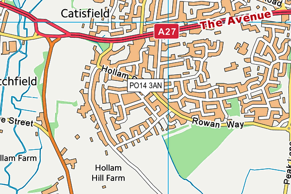 PO14 3AN map - OS VectorMap District (Ordnance Survey)