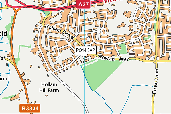 PO14 3AP map - OS VectorMap District (Ordnance Survey)