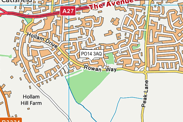 PO14 3AQ map - OS VectorMap District (Ordnance Survey)