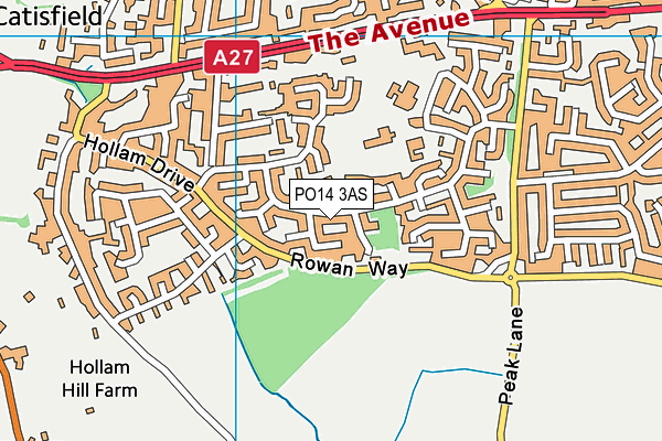 PO14 3AS map - OS VectorMap District (Ordnance Survey)