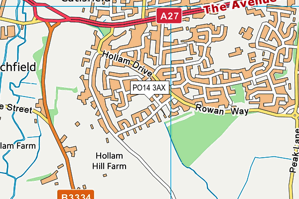 PO14 3AX map - OS VectorMap District (Ordnance Survey)