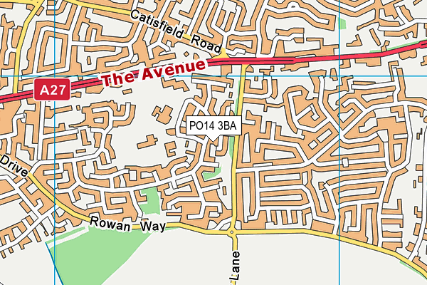 PO14 3BA map - OS VectorMap District (Ordnance Survey)