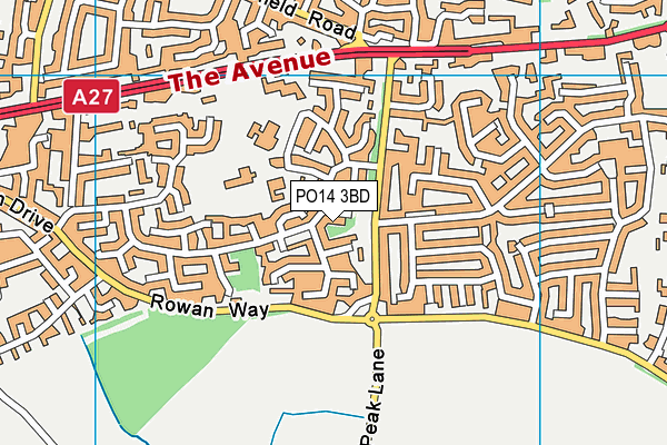 PO14 3BD map - OS VectorMap District (Ordnance Survey)