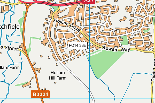 PO14 3BE map - OS VectorMap District (Ordnance Survey)