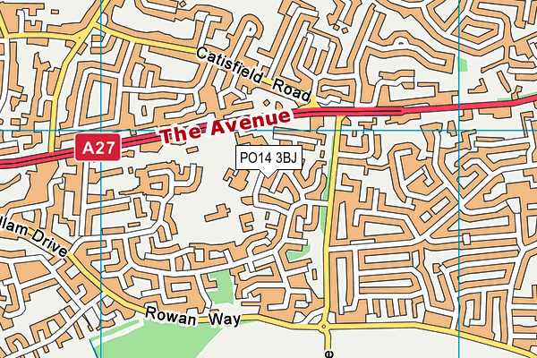 PO14 3BJ map - OS VectorMap District (Ordnance Survey)