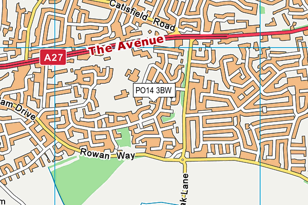 PO14 3BW map - OS VectorMap District (Ordnance Survey)