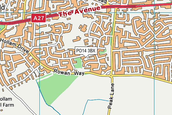 PO14 3BX map - OS VectorMap District (Ordnance Survey)