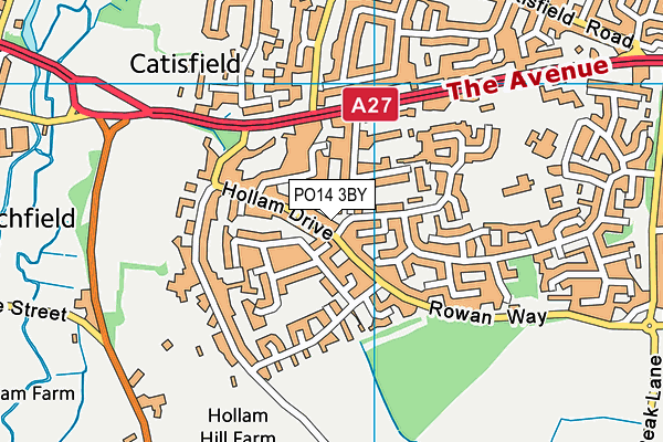 PO14 3BY map - OS VectorMap District (Ordnance Survey)