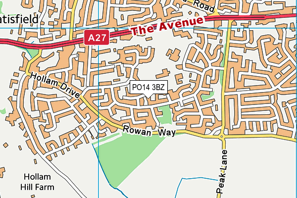 PO14 3BZ map - OS VectorMap District (Ordnance Survey)