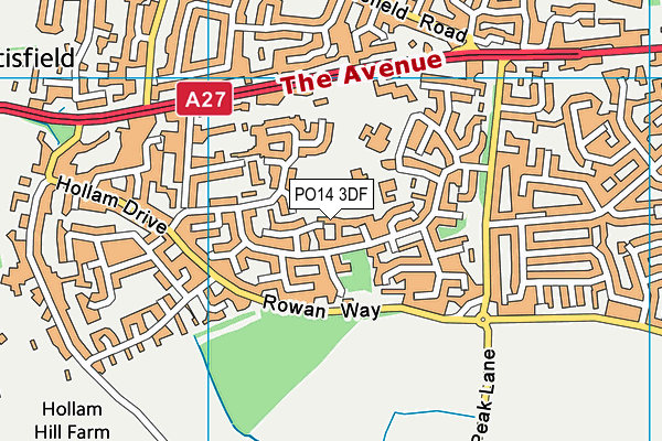 PO14 3DF map - OS VectorMap District (Ordnance Survey)