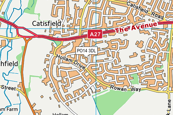 PO14 3DL map - OS VectorMap District (Ordnance Survey)