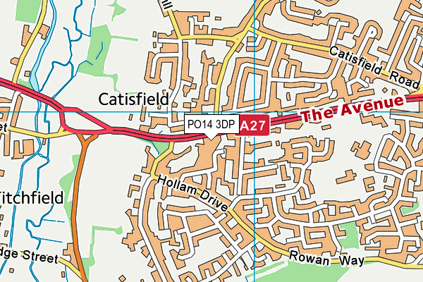 PO14 3DP map - OS VectorMap District (Ordnance Survey)