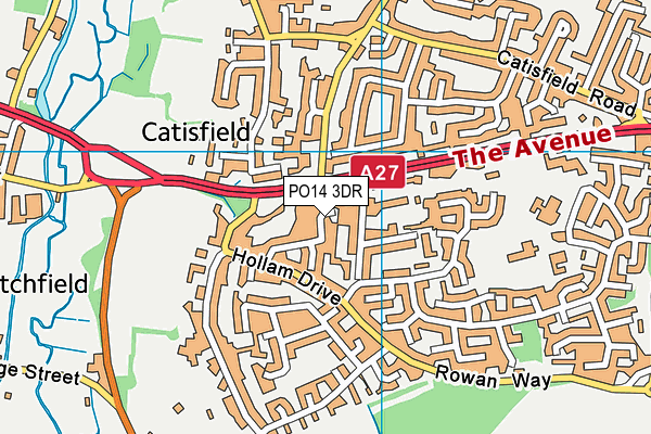 PO14 3DR map - OS VectorMap District (Ordnance Survey)