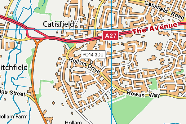 PO14 3DU map - OS VectorMap District (Ordnance Survey)