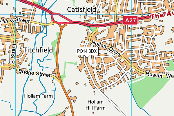 PO14 3DX map - OS VectorMap District (Ordnance Survey)