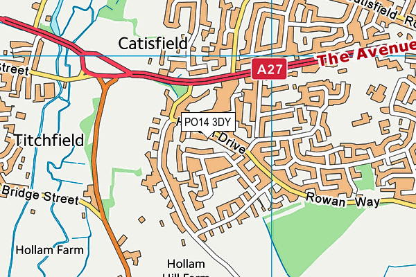 PO14 3DY map - OS VectorMap District (Ordnance Survey)