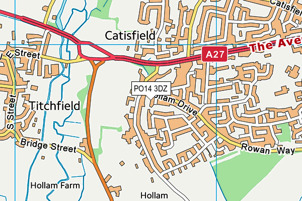 PO14 3DZ map - OS VectorMap District (Ordnance Survey)