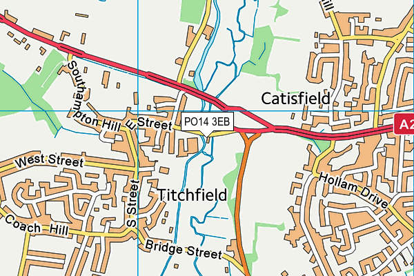 PO14 3EB map - OS VectorMap District (Ordnance Survey)