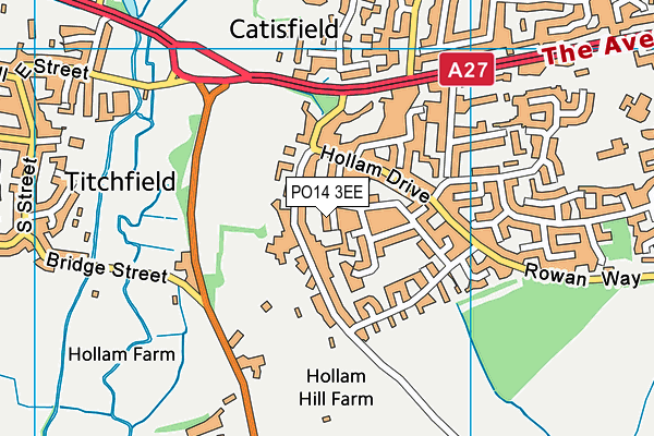 PO14 3EE map - OS VectorMap District (Ordnance Survey)