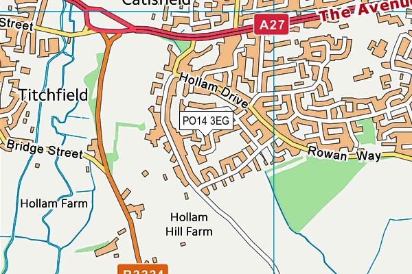 PO14 3EG map - OS VectorMap District (Ordnance Survey)