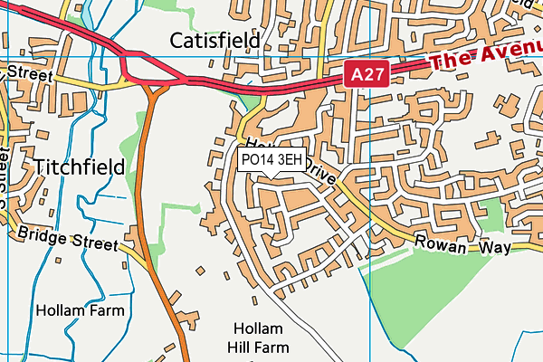 PO14 3EH map - OS VectorMap District (Ordnance Survey)