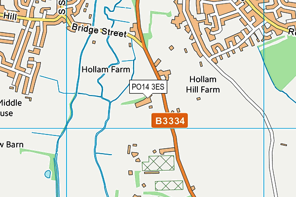 PO14 3ES map - OS VectorMap District (Ordnance Survey)