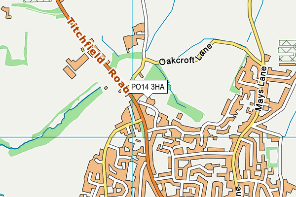 PO14 3HA map - OS VectorMap District (Ordnance Survey)