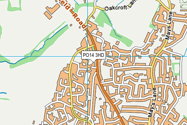 PO14 3HD map - OS VectorMap District (Ordnance Survey)