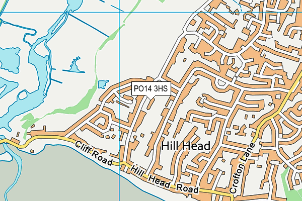 PO14 3HS map - OS VectorMap District (Ordnance Survey)