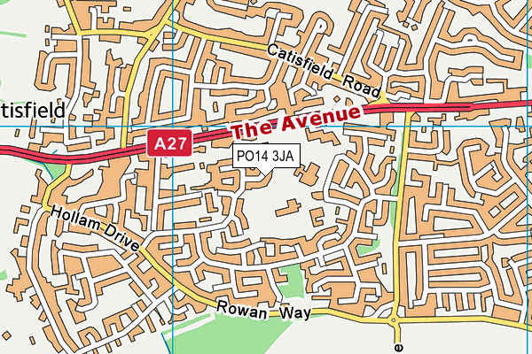 PO14 3JA map - OS VectorMap District (Ordnance Survey)