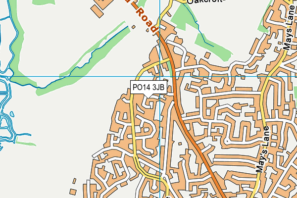 PO14 3JB map - OS VectorMap District (Ordnance Survey)