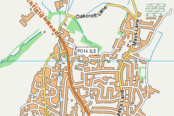 PO14 3LE map - OS VectorMap District (Ordnance Survey)