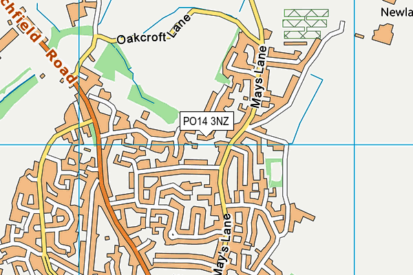 PO14 3NZ map - OS VectorMap District (Ordnance Survey)