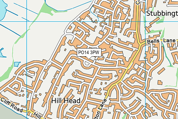 PO14 3PW map - OS VectorMap District (Ordnance Survey)