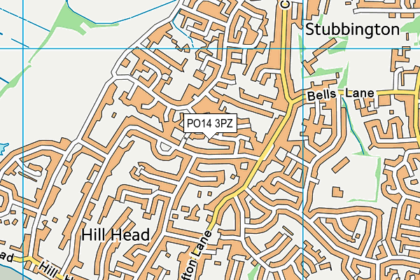 PO14 3PZ map - OS VectorMap District (Ordnance Survey)