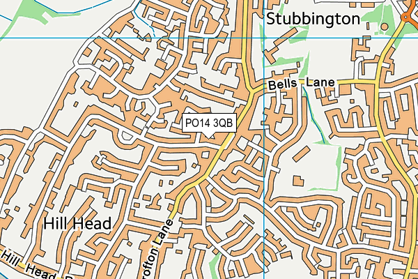 PO14 3QB map - OS VectorMap District (Ordnance Survey)