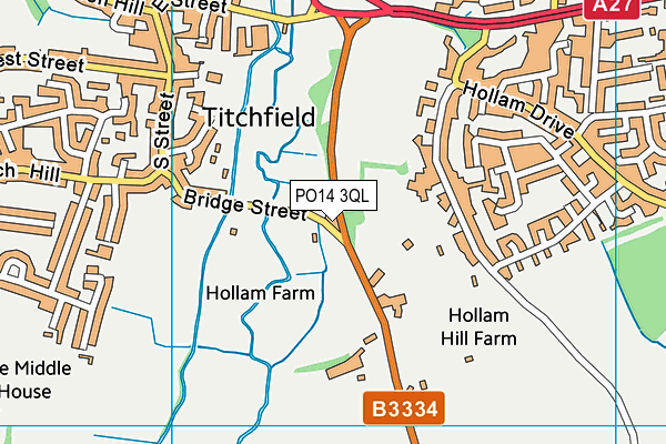 PO14 3QL map - OS VectorMap District (Ordnance Survey)