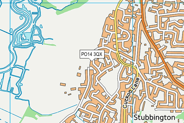 PO14 3QX map - OS VectorMap District (Ordnance Survey)