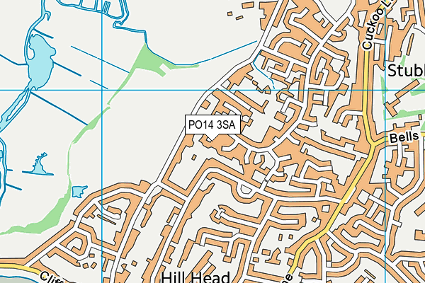 PO14 3SA map - OS VectorMap District (Ordnance Survey)