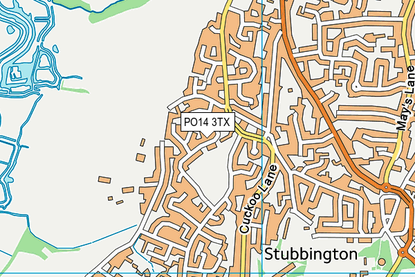 PO14 3TX map - OS VectorMap District (Ordnance Survey)