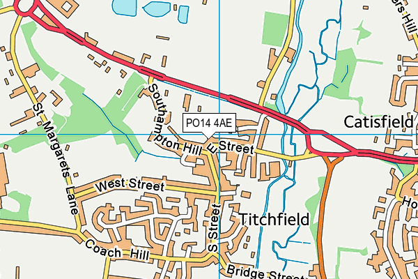 PO14 4AE map - OS VectorMap District (Ordnance Survey)