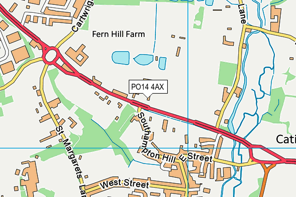 PO14 4AX map - OS VectorMap District (Ordnance Survey)